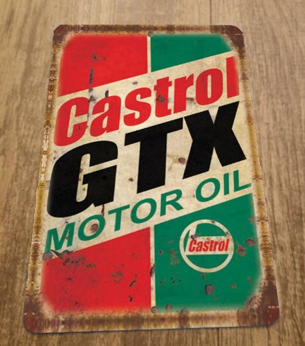 Castrol Oil Gtx - Letrero Metálico de Pared con Anuncio